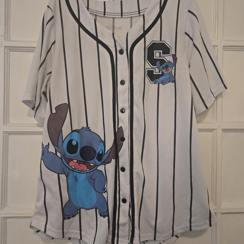 Disney Stitch Baseball Jersey - White and Black